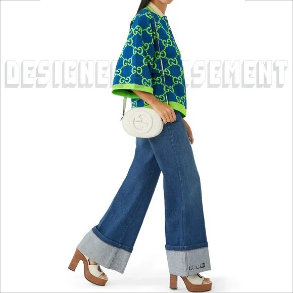 GUCCI mystic white BLONDIE MINI Matelasse Leather Oval Interlocking GG charm Bag - Picture 6 of 10